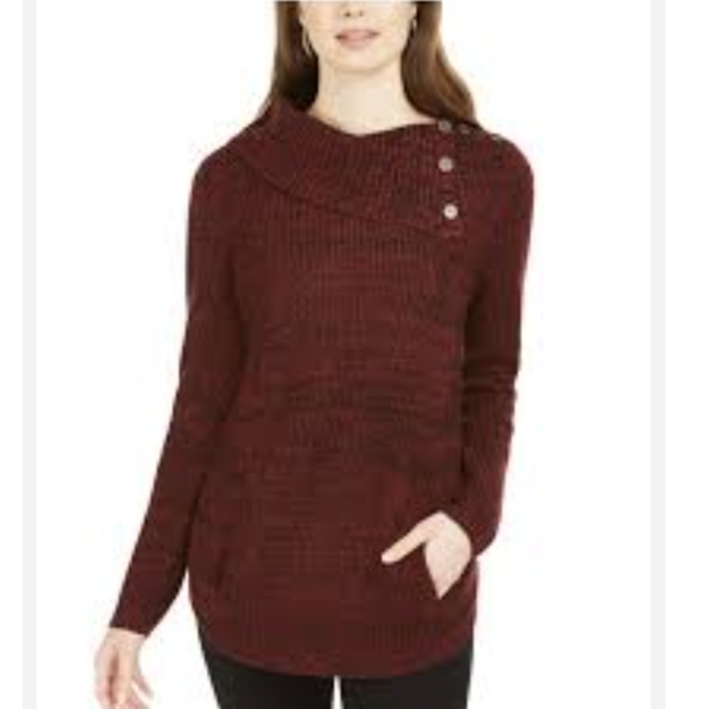 Style & co envelope neck robbed knit sweater